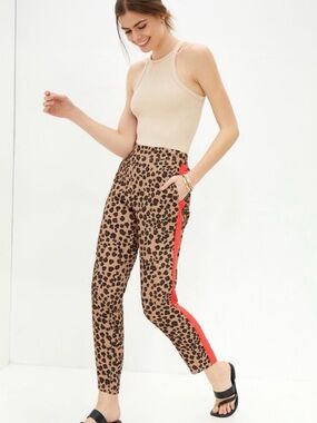 Anthropologie Dolan Ferris Leopard Stripe Track Pants Size Large